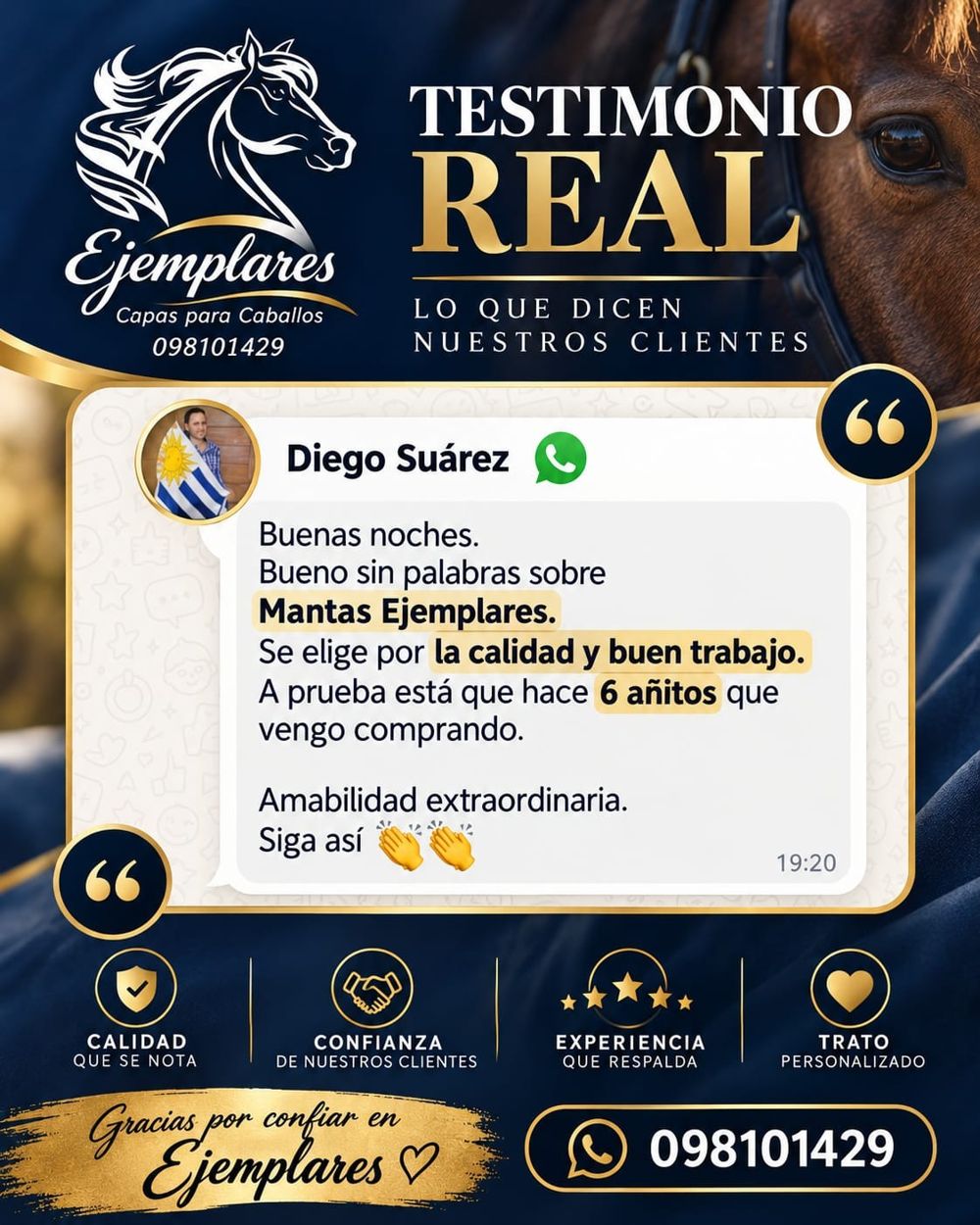 Testimonio de Diego Suárez: Cliente hace 6 años: calidad y buen trabajo
