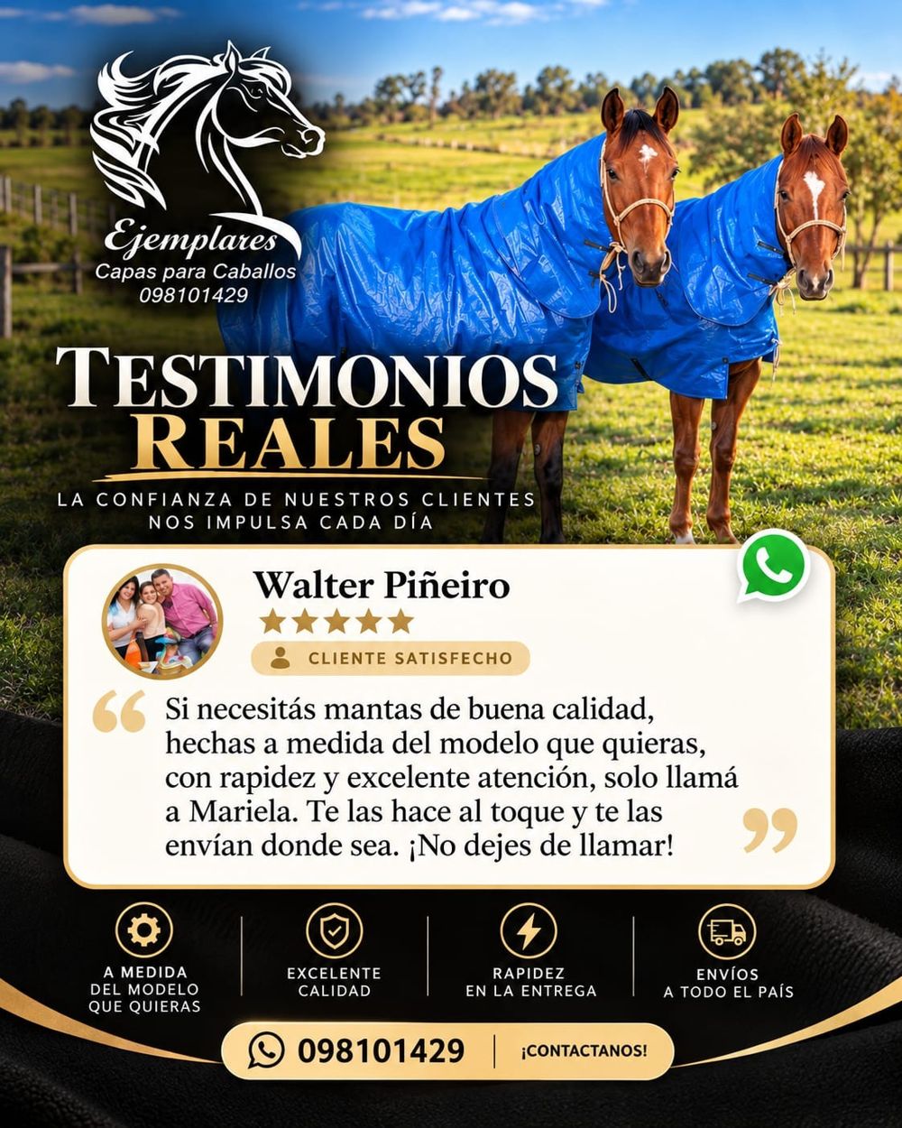 Testimonio de Walter Piñeiro: Mantas a medida, con rapidez y envíos a todo el país